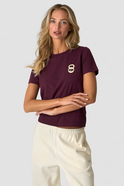 Image of Everyday Cotton T-shirt Print Dark mahogany
