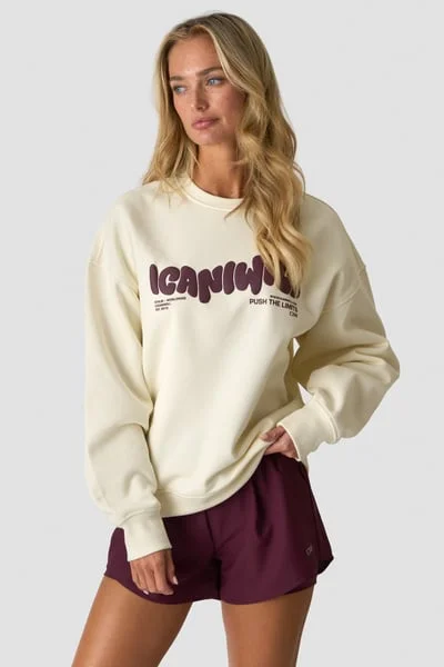 Image of Everyday Relaxed Crewneck Print Cream