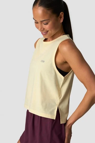 Image of Mirage Cropped Singlet Butter Yellow
