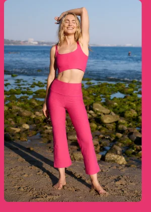 Spacedye Retro Cropped Pant in Vivid Pink Heather