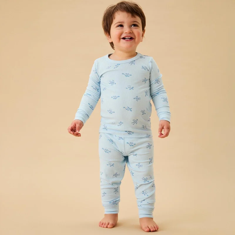 Image of Turtles Ribbed Pajama Set
