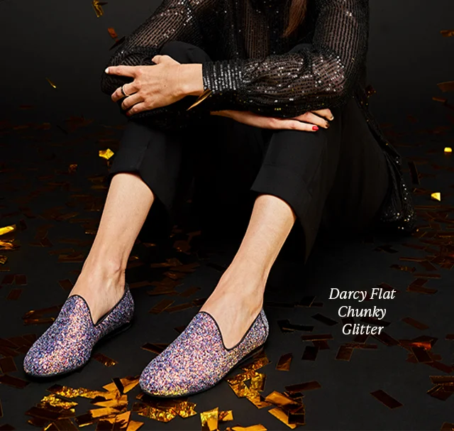 Darcy Black Chunky Glitter Flat