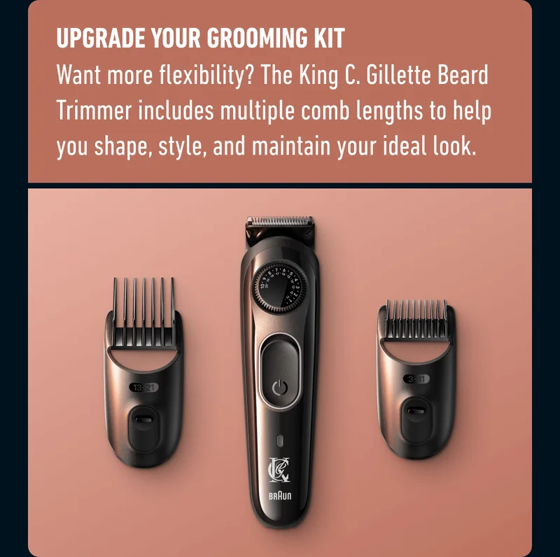 UPGRADE YOUR GROOMING KIT - Want more flexibility? The King C. Gillette Beard Trimmer includes multiple comb lengths to help you shape, style, and maintain your ideal look.