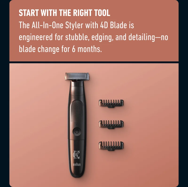 START WITH THE RIGHT TOOL - The All-In-One Styler with 4D Blade is engineered for stubble, edging, and detailing—no blade change for 6 months.