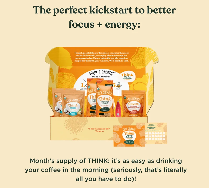 The perfect kickstart to better focus + energy: Month's supply of THINK: it's as easy as drinking your coffee in the morning ( seriously, that's literally all you have to do)!