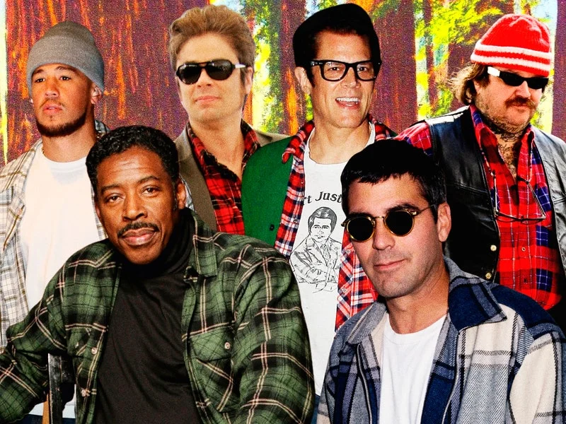 Image may contain: George Clooney, Ernie Hudson, Johnny Knoxville, Benicio del Toro, Dennis Burkley, and Devin Armani Booker