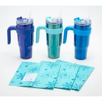 Primula Set of (3) 30oz Tumblers with Straws & Gift Bags