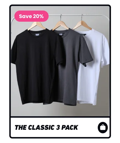 Classic tee 3-pack: black, charcoal, white