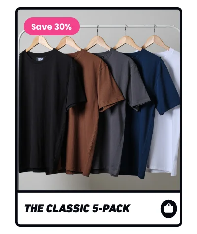 Classic Tee 5-Pack: Black, Brown, Charcoal, Navy, White