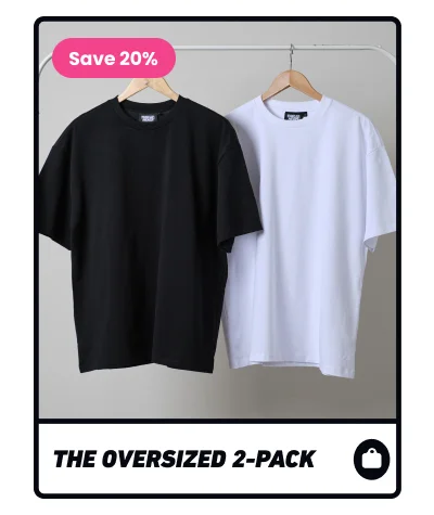 Oversized tee 2-pack: black, white