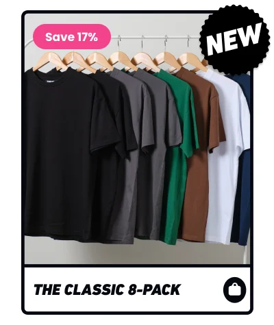 Classic Tee 8 Pack: Black, Charcoal, Green, Brown, White, Navy