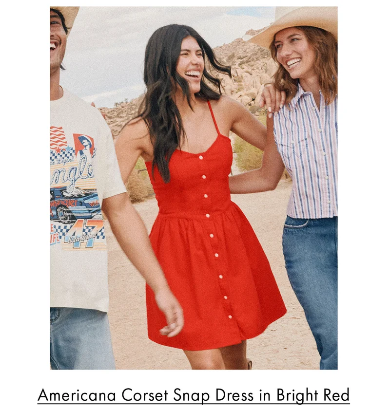Americana Corset Snap Dress in Bright Red