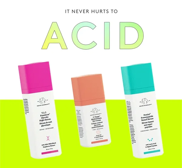 T.L.C Framboos Glycolic Night Serum, C-Tango Multivitamin Eye Cream, and Protini Serum.