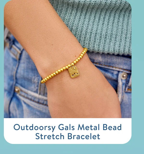 Outdoorsy Gals Metal Bead Stretch Bracelet