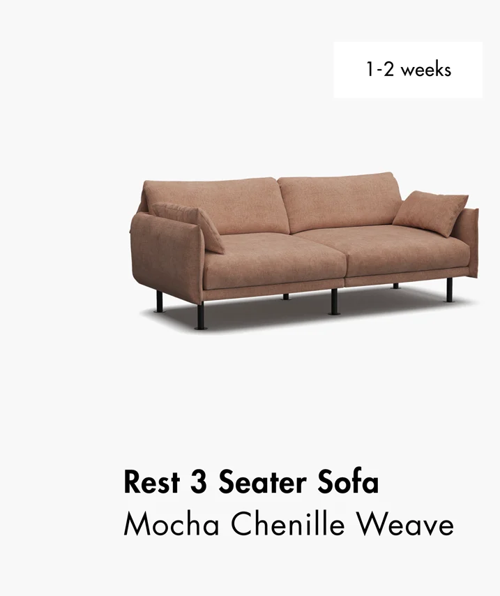 Rest 3 Seater: Mocha Chenille Weave