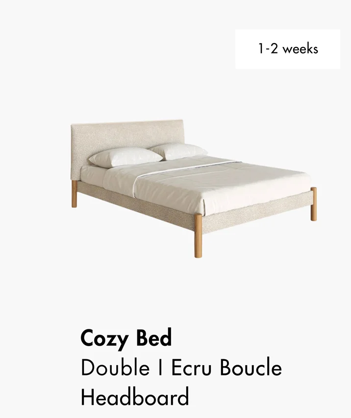 Cozy Bed: Double | Ecru Boucle Headboard