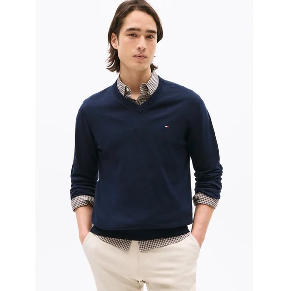 Solid Logo V-Neck Sweater