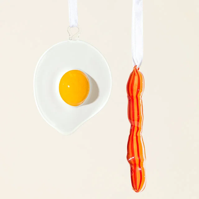Bacon and Egg Glass Ornament