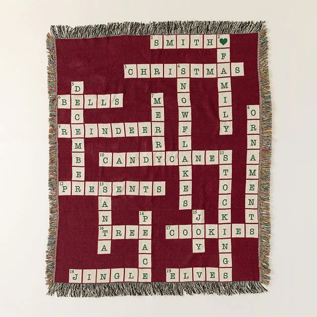 Personalized Christmas Crossword Throw Blanket
