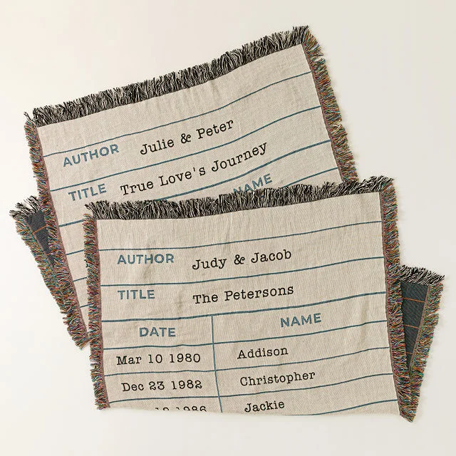 Personalized Library Card Throw Blanket