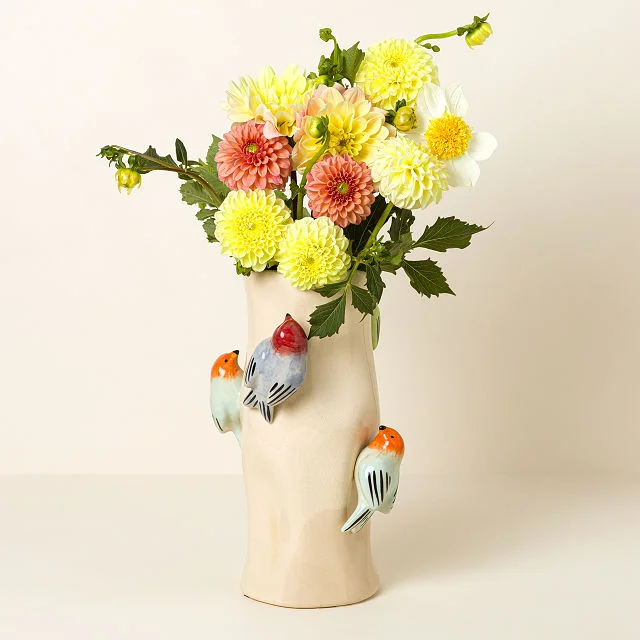 Birds on Log Vase
