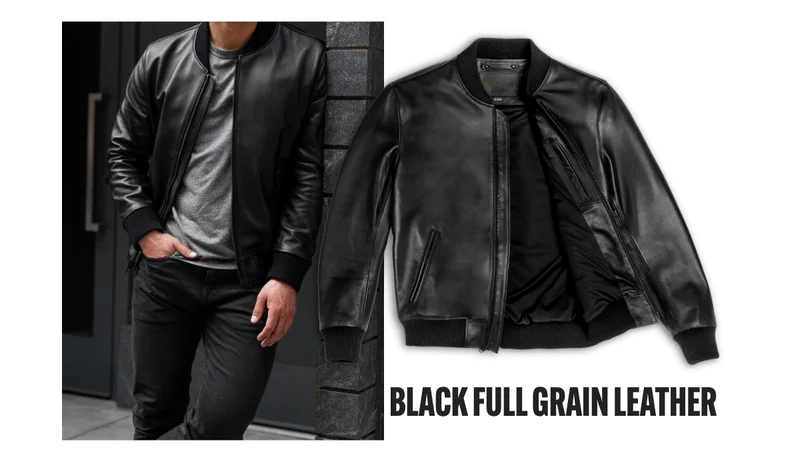 Black Full Grain Leather