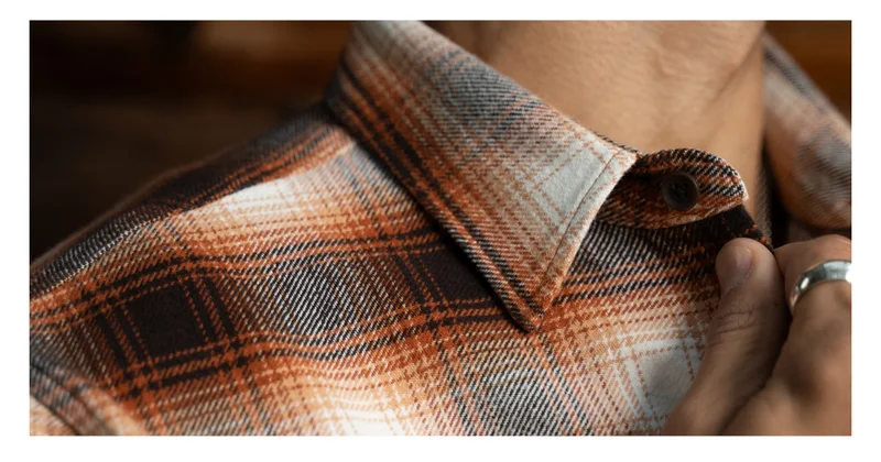 Close crop shot of Harvest Summit Flannel collar.