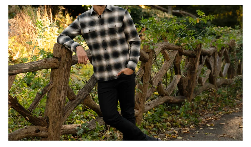 Lifestyle shot of man wearing Timberwolf Summit Flannel