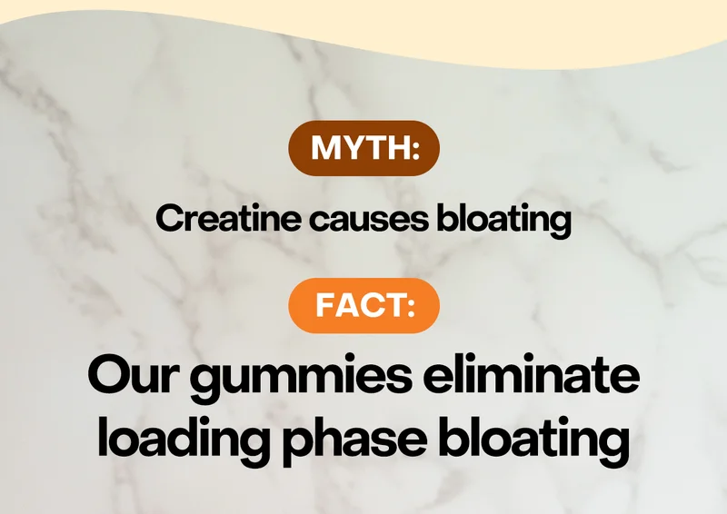 Myth: Creatine causes bloating. Fact: Our gummies eliminate loading phase bloating.