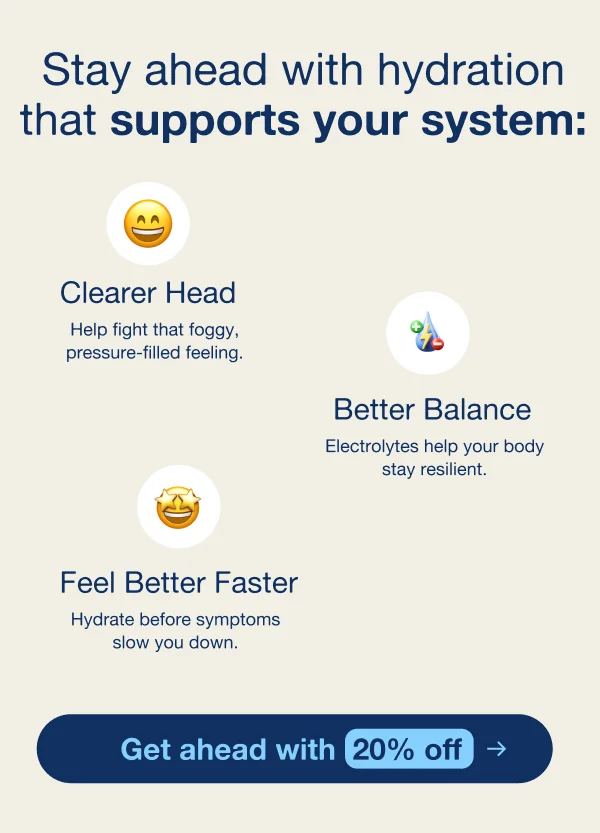 an image of a cell phone with a text that says stay ahead with hydration that supports your