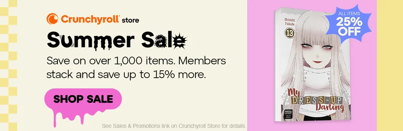 Crunchyroll Store. Summer Sale. Save on over 1,000 items. Members stack and save up to 15% more. Shop Sale.
