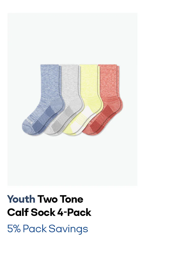Youth Two Tone Calf Sock 4-Pack 5% Pack Savings