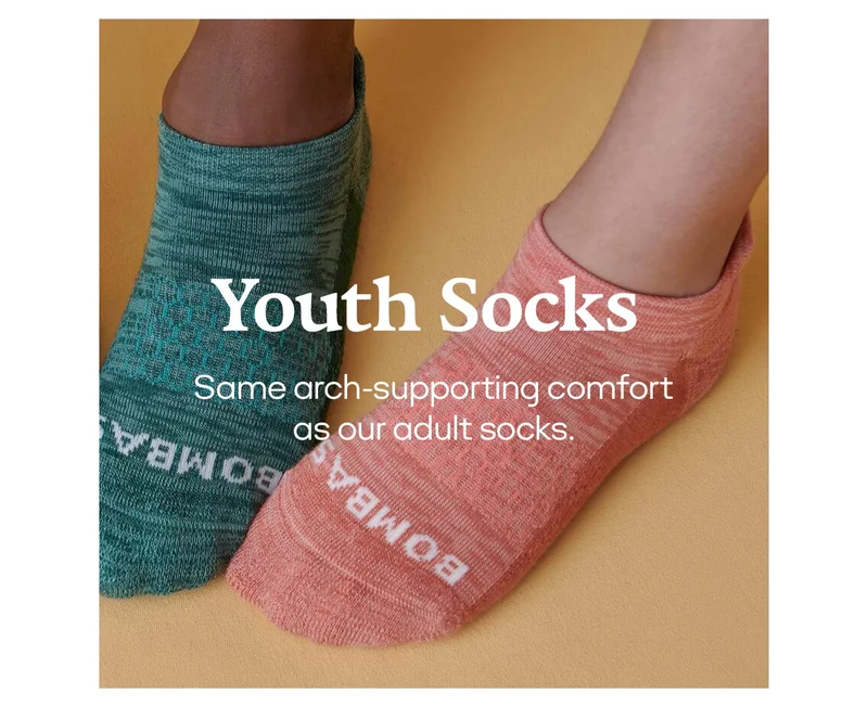 Youth Socks Same arch-supporting comfort as our adult socks.