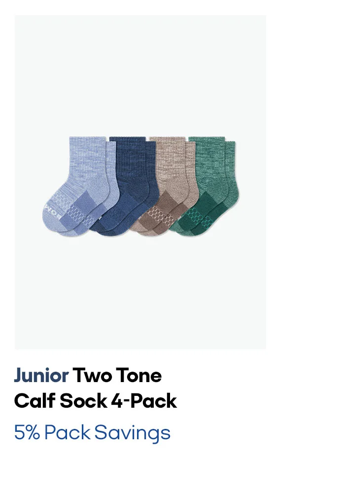 Junior Two Tone Calf Sock 4-Pack 5% Pack Savings