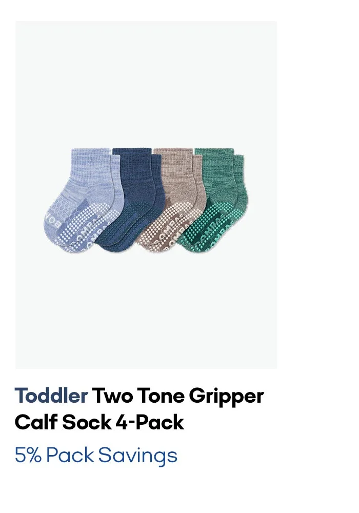 Toddler Two Tone Gripper Calf Sock 4-Pack 5% Pack Savings