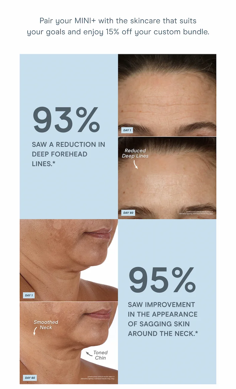 Pair your MINI+ with the skincare that suits your goals and enjoy 15% off your custom bundle.
