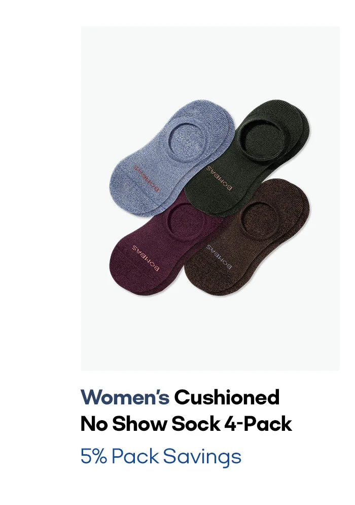 Women's Cushioned No Show Sock 4-Pack | 5% Pack Savings
