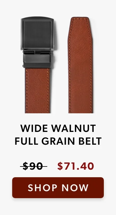 Wide Walnut Full Grain Leather Belt