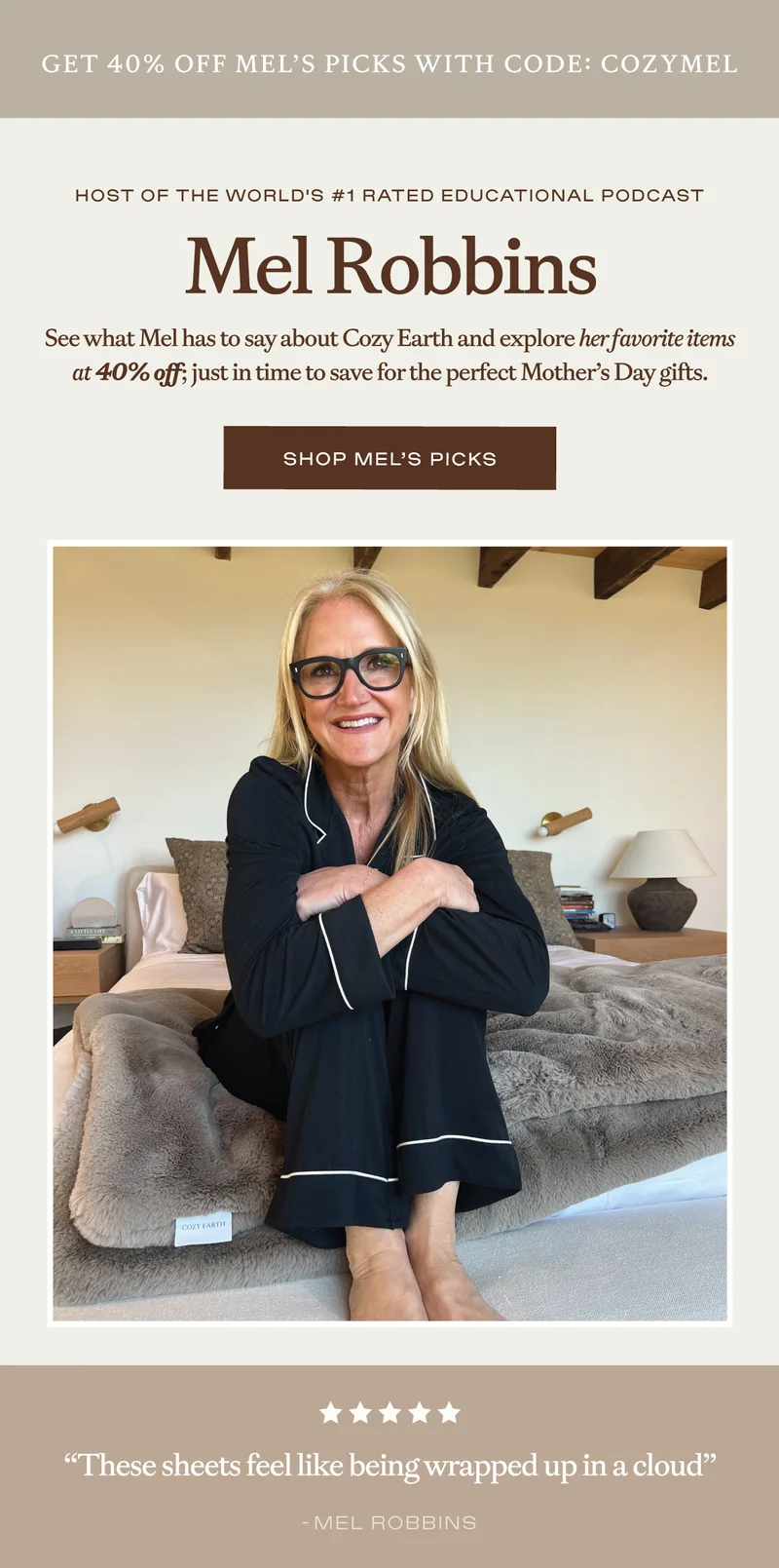 Get 40% off Mel's Picks with Code - COZYMEL