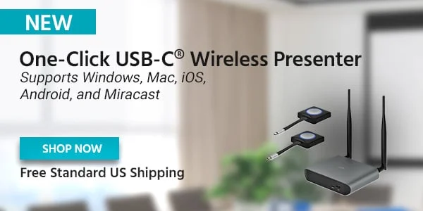 NEW One‑Click USB‑C® Wireless Presenter Supports Windows, Mac, iOS, Android, and Miracast Free Standard US Shipping Shop Now