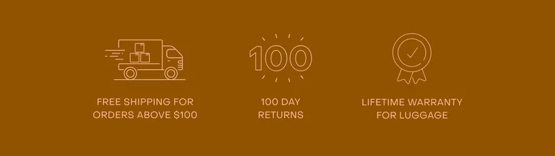 Personalise your luggage. Free shipping for orders above $100. 100 day returns. Lifetime warranty for luggage.