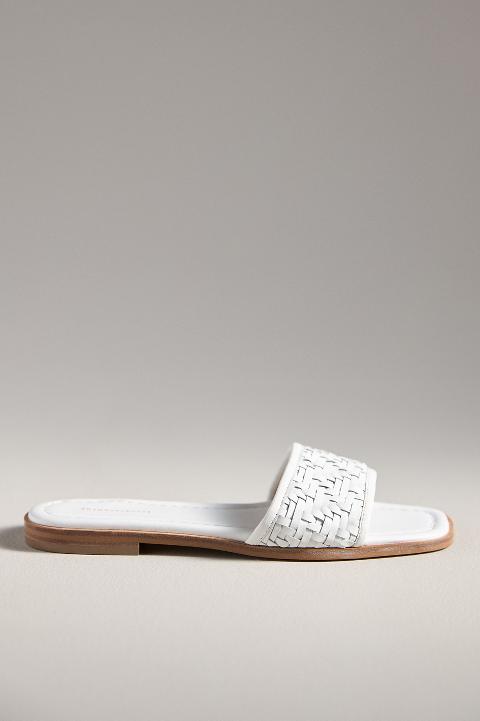 Woven Leather Slide Sandals