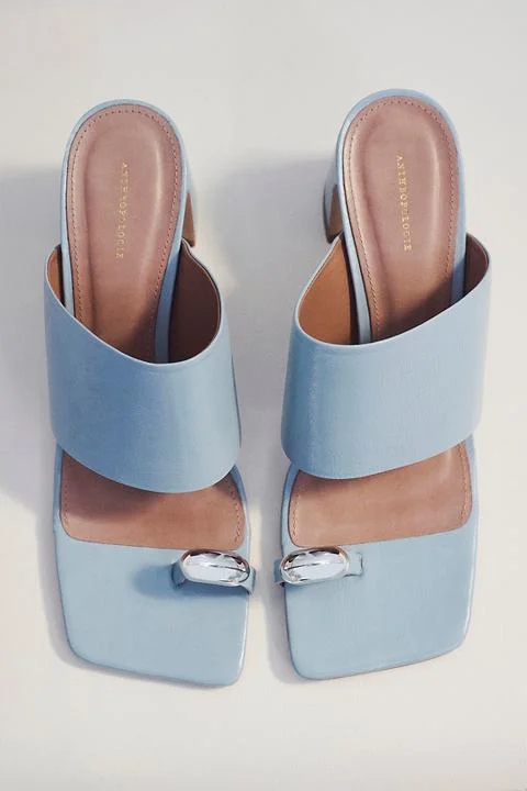 By Anthropologie Toe-Ring Block-Heel Mules