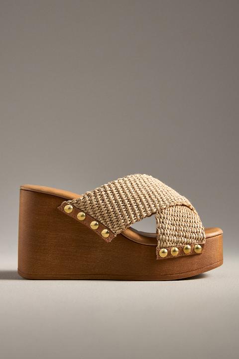 By Anthropologie Cross-Strap Wedge Heels