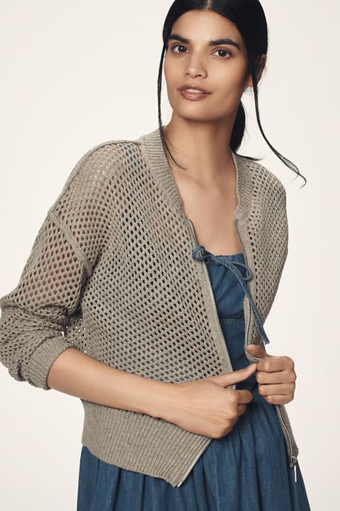 Pilcro Stitchy Bomber Cardigan Sweater