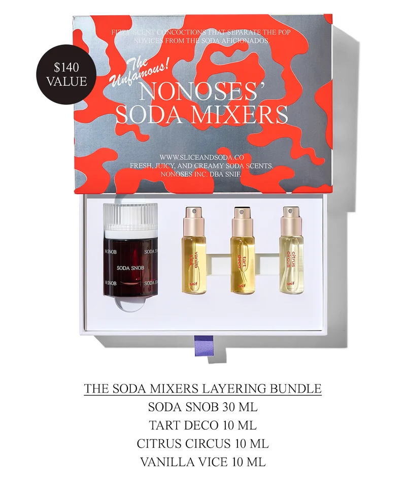 THE SODA MIXERS LAYERING BUNDLE: SODA SNOB 30 ML, TART DECO 10 ML, CITRUS CIRCUS 10 ML, VANILLA VICE 10 ML