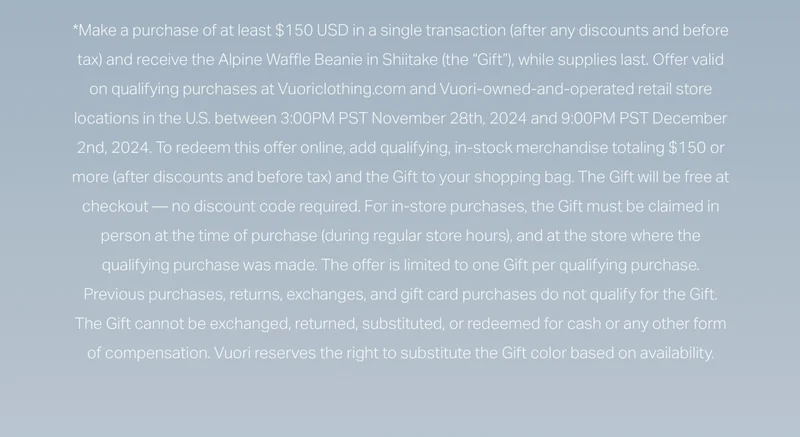 *Make a purchase of at least $150 USD in a single transaction.