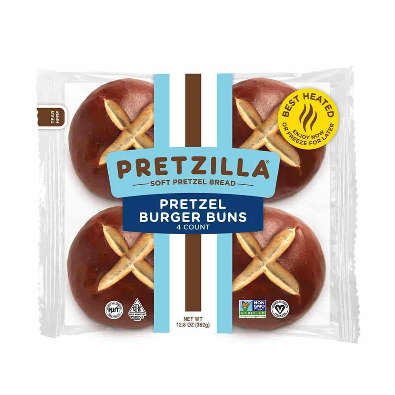 Soft Pretzel Burger Buns, 12.8 Oz