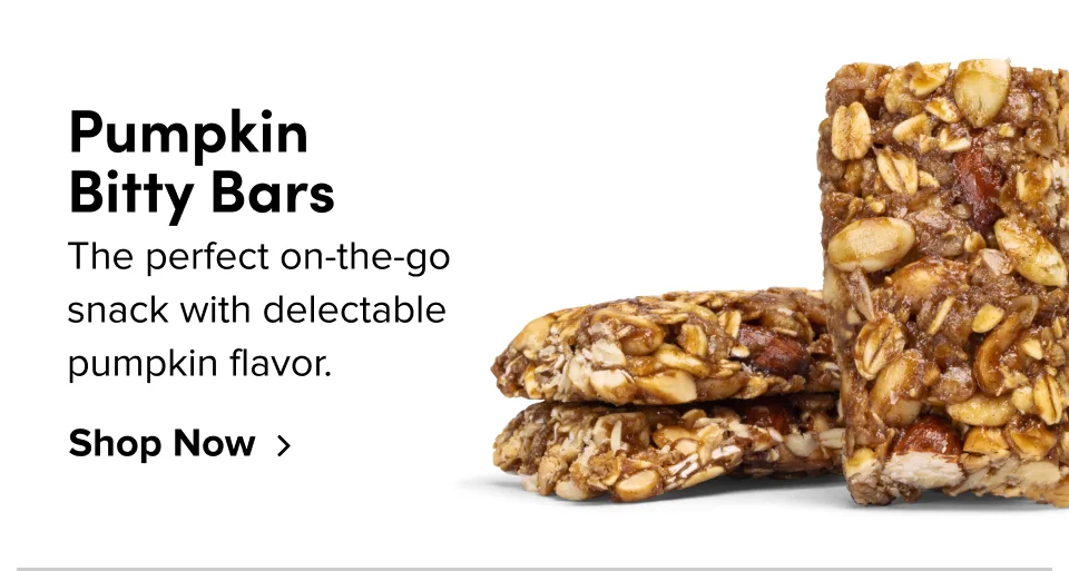 Pumpkin Bitty Bars The perfect on-the-go snack with delectable pumpkin flavor. Shop Now