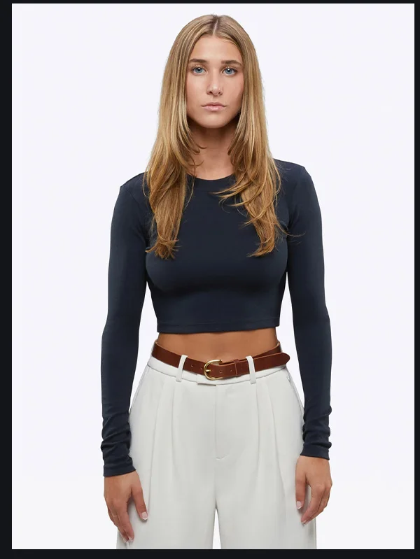 Obsidian Long Sleeve Tomboy Tee Cropped